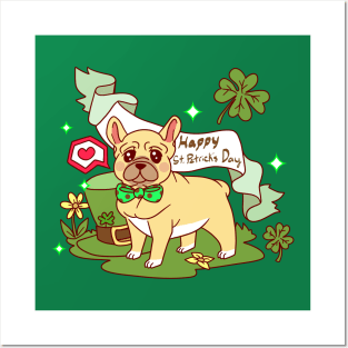 St. Patrick's Day French Bulldog Posters and Art